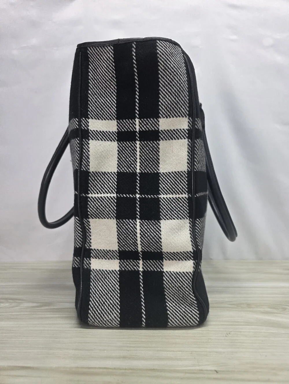 Banana Republic Black and White Plaid Structured Tote